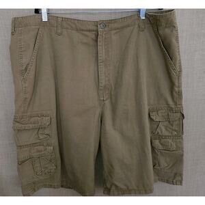 Wrangler Authentic‎ Brown Cargo Carpenter Shorts Men's 42  Flat Front Cotton EUC